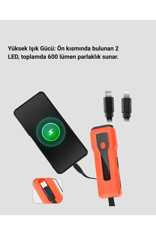 Su Geçirmez Bisiklet Işığı 5000 mAh Powerbankli Ön Far