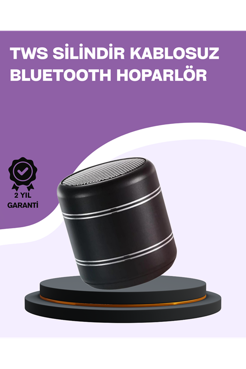 Silindir Tasarım Mini Bluetooth Hoparlör 10m Çekim Güçlü Bas ve Mikrofonlu