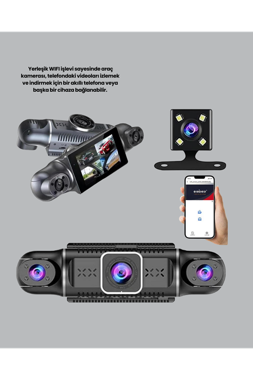 4 Kameralı Araç İçi Kamera 1080P GPS Takip WiFi Gece Görüşlü