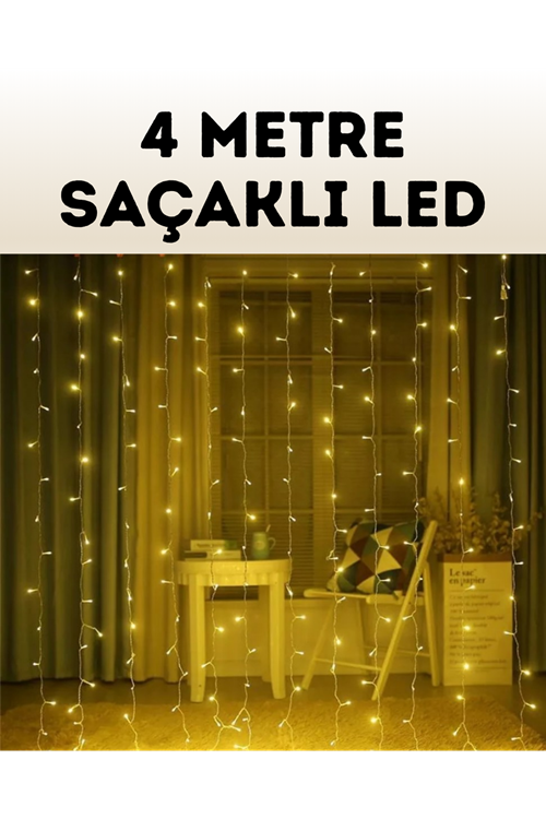 4 Metre Şelale Perde Led Işık Dış Mekan İç Mekan Uyumlu