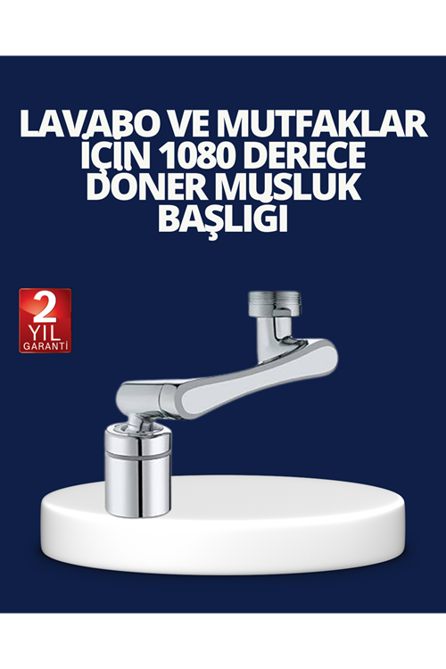 Esnek 1080° Musluk Başlığı 3 Eklemli Hareketli Su Modlu Lavabo Aparatı