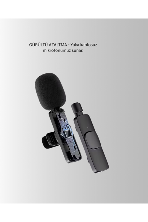 Çift Mikrofonlu Kablosuz Kayıt Seti iPhone Uyumlu Mini Mikrofon