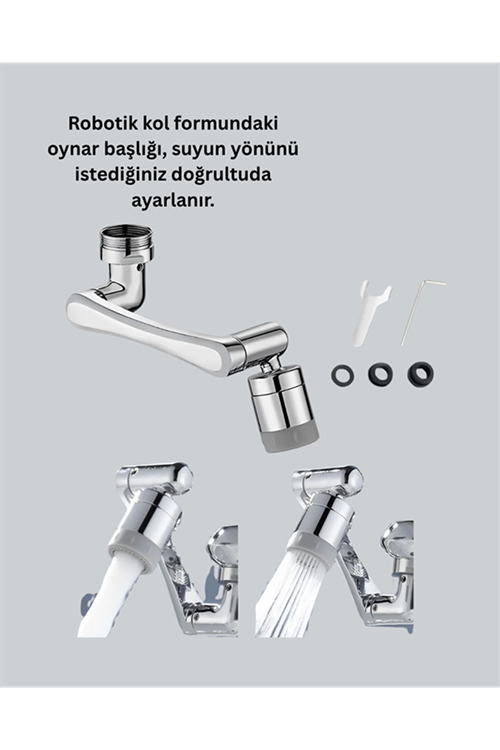1080° Dönebilen Musluk Başlığı 2 Su Modlu Ayarlanabilir Esnek Tasarım