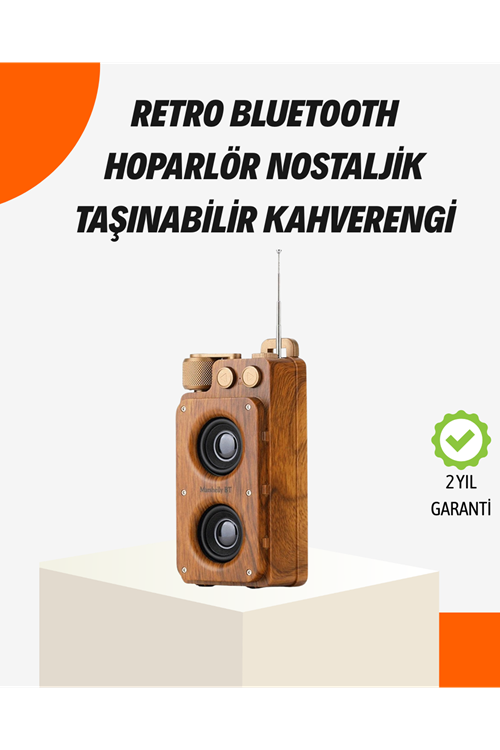 Ahşap Tarzı Kablosuz Hoparlör 5W Güçlü Bass TF USB AUX