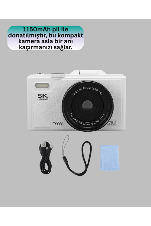 WiFi Bağlantılı 5K Ultra HD Dijital Kamera 75MP Otofokus