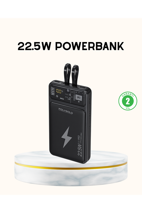 Powerbank Hızlı Şarj 10000 mAh Dahili Kablo