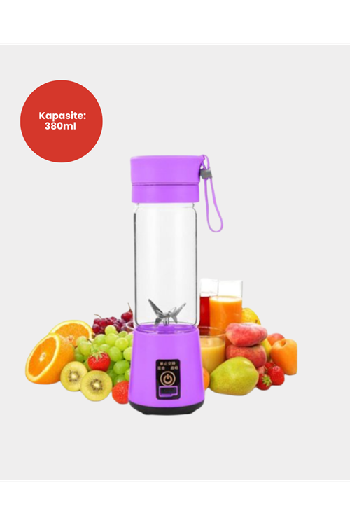 USB Şarjlı Portatif Blender 380ml Çelik 304 Bıçaklı Mobil Smoothie Maker