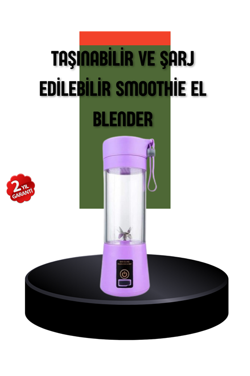 Taşınabilir USB Şarjlı Mini Smoothie Blender 380ml Çelik Bıçaklı Portatif