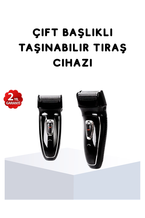 Kablosuz Tıraş Makinesi Çift Başlıklı Kuru Tıraş Folyo Başlık Şarj Göstergeli