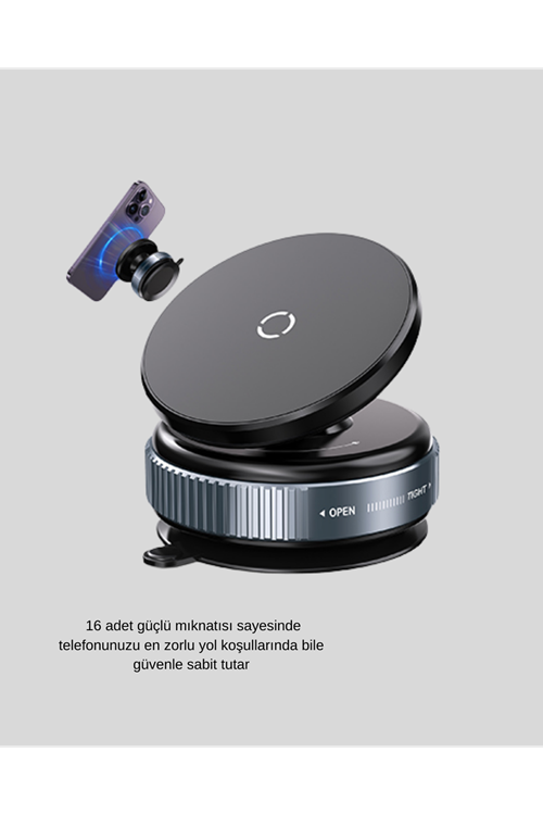 Mıknatıslı Araç Telefon Tutucu Vakum Teknolojili 360° Ayarlanabilir
