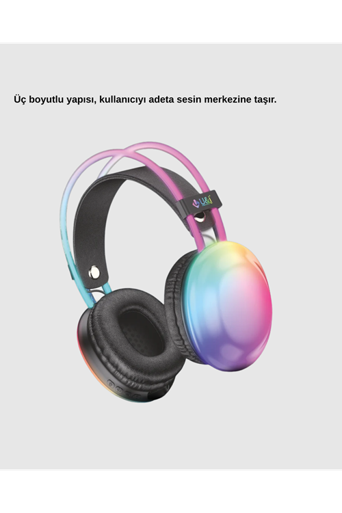 RGB Işıklı Kablosuz Kulaklık Bluetooth 5.3 800mAh Ergonomik IPX4 Dayanıklı