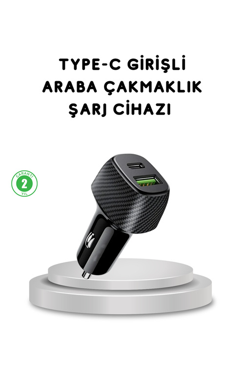 38W Araç Şarj Cihazı Type-C PD USB Hızlı Şarj Çift Port