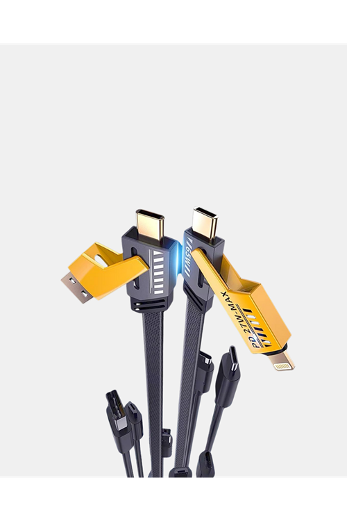 USB-C USB-A 4’ü 1 Arada Örgülü Kablo 65W Hızlı Şarj Metal Uç Dayanıklı