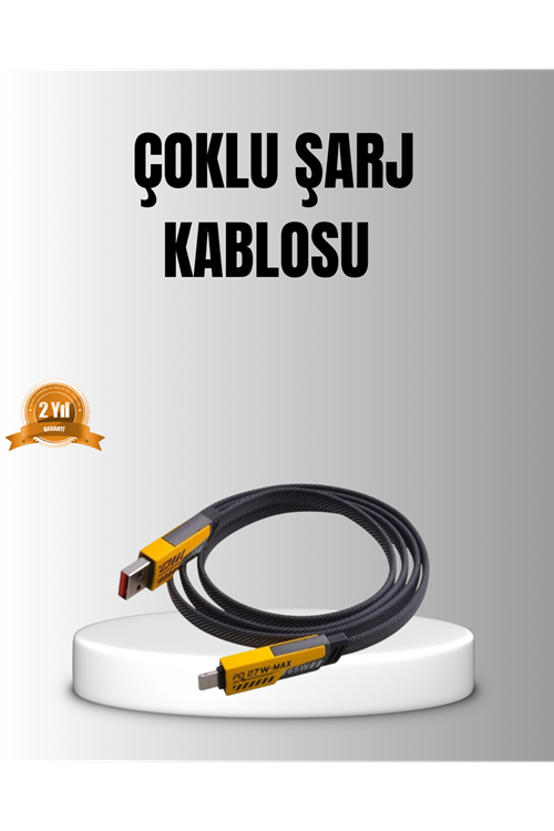 65W 4’ü 1 Arada Örgülü Hızlı Şarj Kablosu USB-C USB-A Çoklu Şarj Dayanıklı