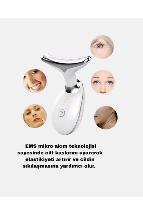 Kablosuz Şarjlı Yüz Sıkılaştırıcı Cihaz EMS Mikro Akım Anti-Aging Masaj Aleti