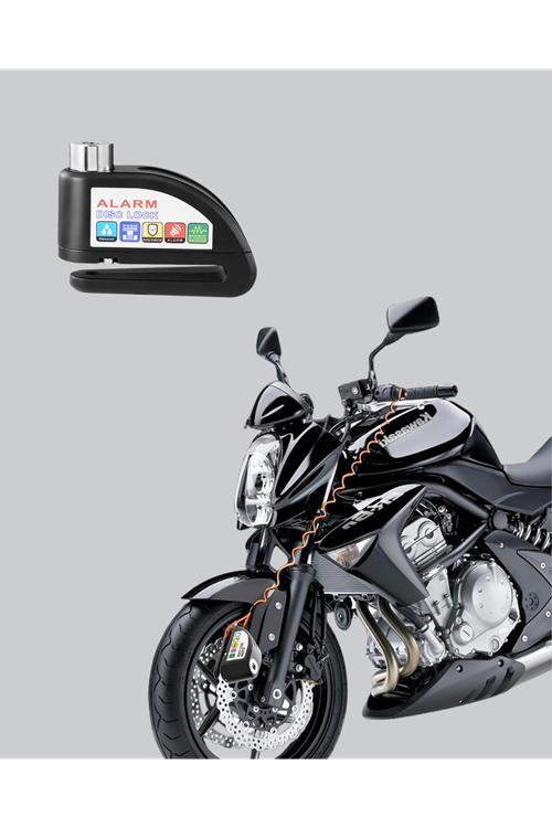 Titreşim Sensörlü Alarmlı Motosiklet Disk Kilidi 14mm Çelik Çift Kilitleme