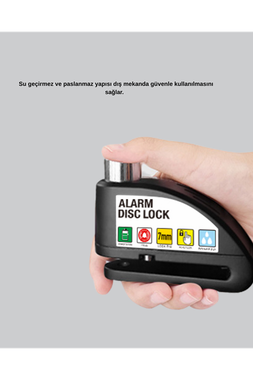 110 dB Alarmlı Disk Fren Kilidi Su Geçirmez Çelik Gövde Motosiklet Güvenlik