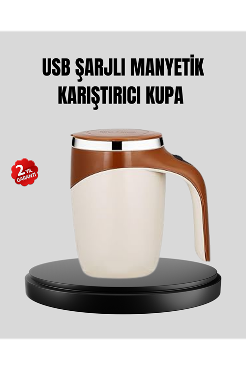 USB Şarjlı Manyetik Karıştırıcı Kupa Otomatik Karıştırma Paslanmaz Çelik