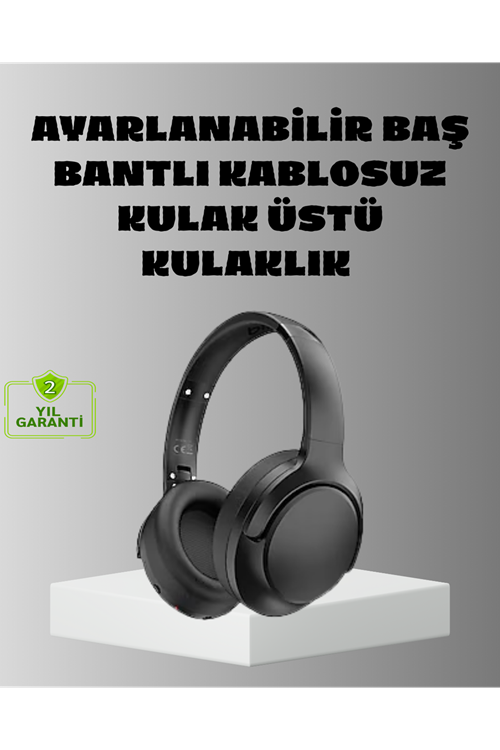 Siyah Kablosuz Bluetooth Kulaklık 300 mAh Hızlı Şarj Katlanabilir Pedli