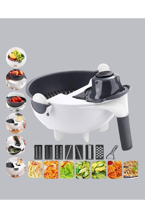 Çok Fonksiyonlu Döner Rende Süzgeç Hazneli Ergonomik Sebze Doğrayıcı