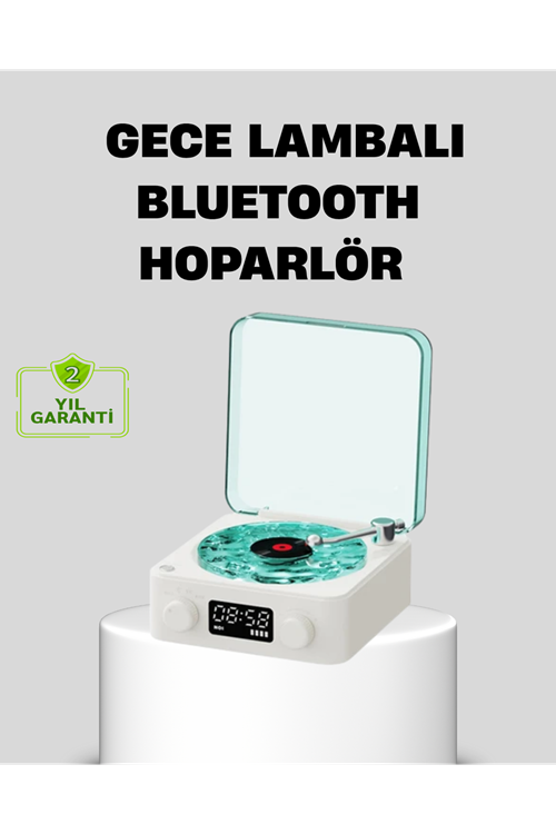 Gece Lambası Stereo Bluetooth Hoparlör Dijital Saatli Vintage Tasarım Çok Fonksiyonlu