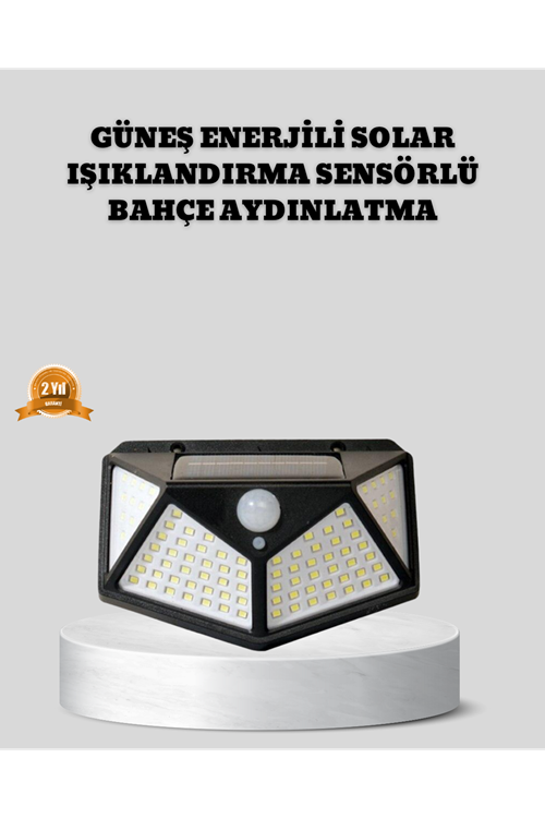 Güneş Enerjili Aydınlatma 100 LED Sensörlü Solar Dış Mekan Lamba
