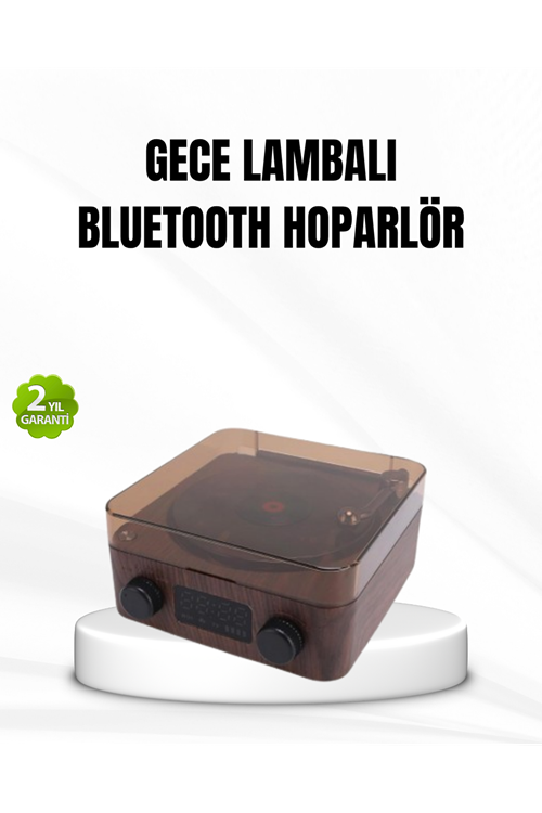 Bluetooth Hoparlörlü Gece Lambası Dijital Saat ve Ambiyans Işığı Çok Amaçlı