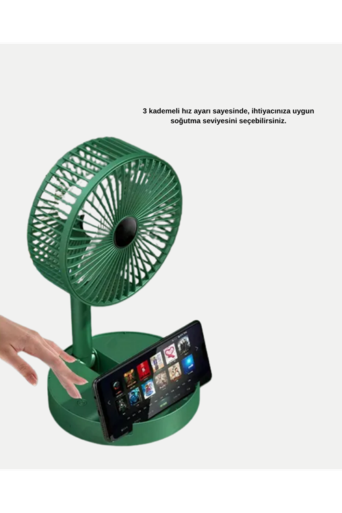 Katlanabilir Şarjlı Mini Fan 3 Kademeli Hız Ayarlı Taşınabilir