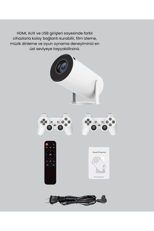 Projeksiyon Cihazı 4K Destekli Kablosuz Bağlantılı Bluetooth 5.0