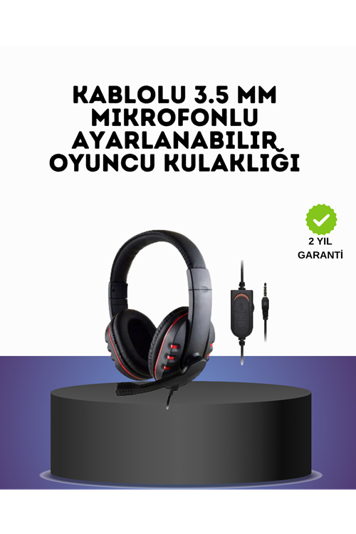 Kırmızı Gaming Headset Mikrofonlu Sağlam Kablolu Konforlu