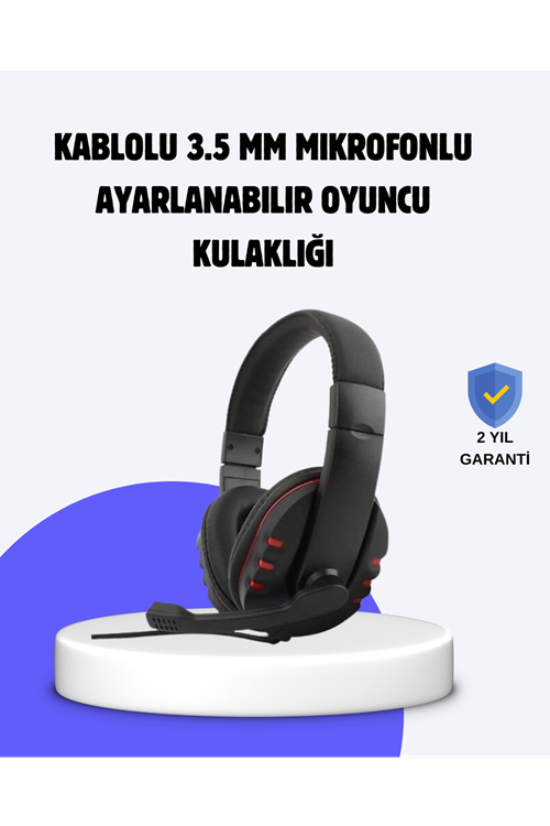 Kırmızı Oyuncu Kulaklığı Mikrofonlu Ayarlanabilir Konforlu Tasarımlı