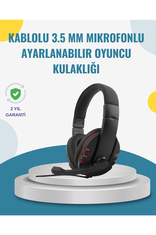 Kırmızı Gaming Kulaklık Stereo Mikrofonlu Dayanıklı Örgü Kablolu