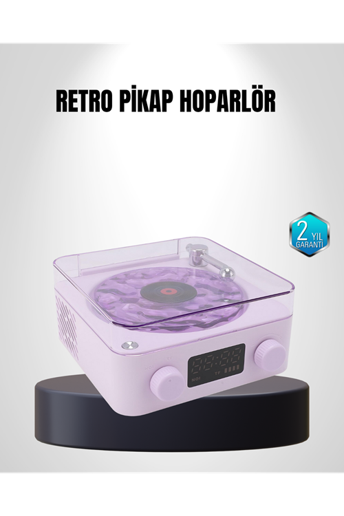Bluetooth Retro Pikap Hoparlör 360 Derece Ses Projektörlü Gece Lambası Çok Fonksiyonlu