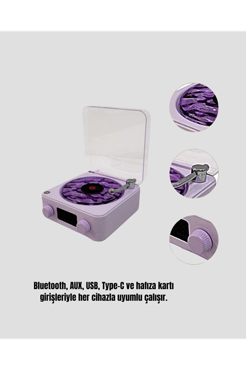 Bluetooth Retro Pikap Hoparlör 360 Derece Ses Projektörlü Gece Lambası Çok Fonksiyonlu