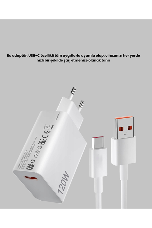 120W Ultra Hızlı Şarj Adaptörü USB-C Destekli Güçlü Şarj Teknolojisi