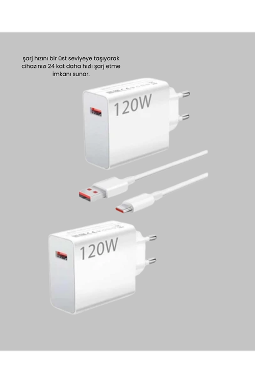 120W Ultra Hızlı Şarj Adaptörü USB-C Destekli Güçlü Şarj Teknolojisi
