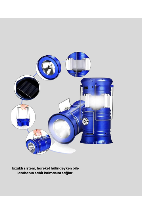 Güneş Enerjili Kamp Lambası Şarjlı Taşınabilir Kompakt Açık Hava Işığı