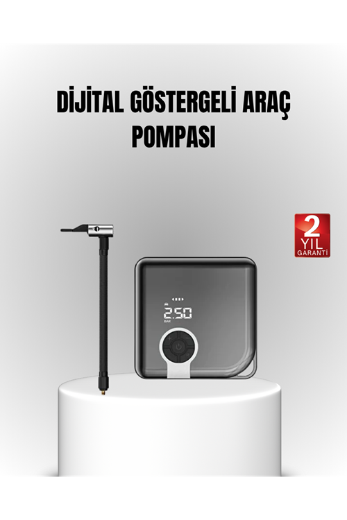 6000mAh Bataryalı Type-C Şarjlı Mini Hava Kompresörü LED Işıklı