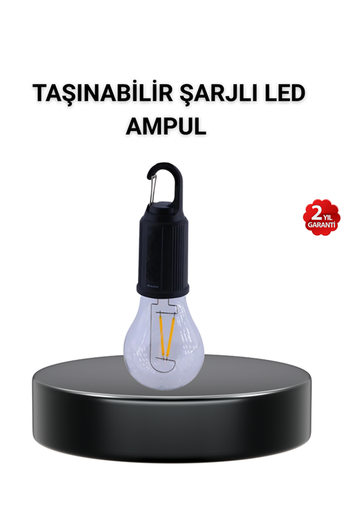 Taşınabilir Şarjlı LED Kamp Lambası – Type-C Girişli ve Kancalı Tasarım