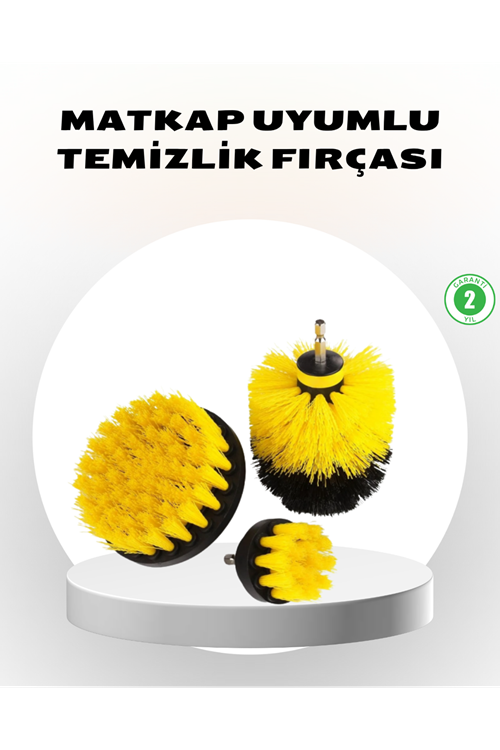 3’lü Matkap Ucu Fırça Seti – Derinlemesine Temizlik, Tüm Yüzeylerle Uyumlu