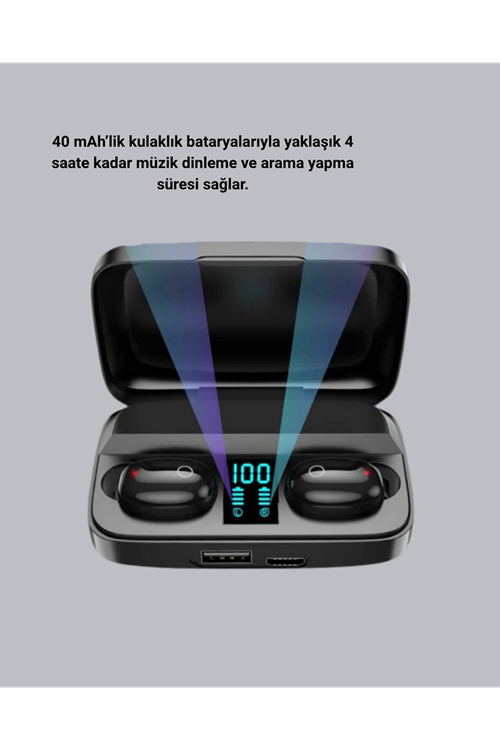 TWS Bluetooth Kulaklık 1800mAh Şarj Kutulu Dijital Ekranlı