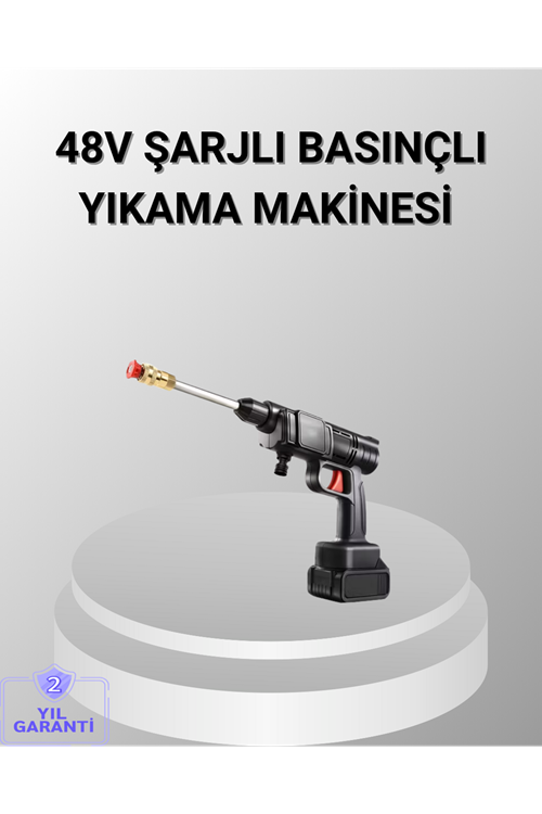 48V Kablosuz Yıkama Makinesi – 2 Pil, Köpük Tankı ve Ayarlanabilir
