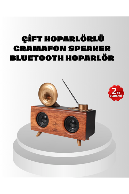 Çift Hoparlörlü Retro Bluetooth Speaker 1800mAh Bataryalı AUX USB SD Kartlı