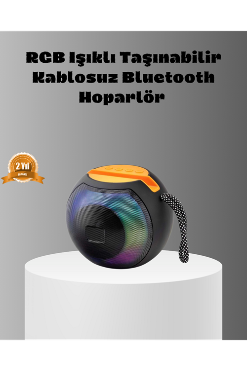 Taşınabilir Bluetooth Hoparlör – RGB Işıklı, Güçlü Bas ve 8 Saat Pil Ömrü