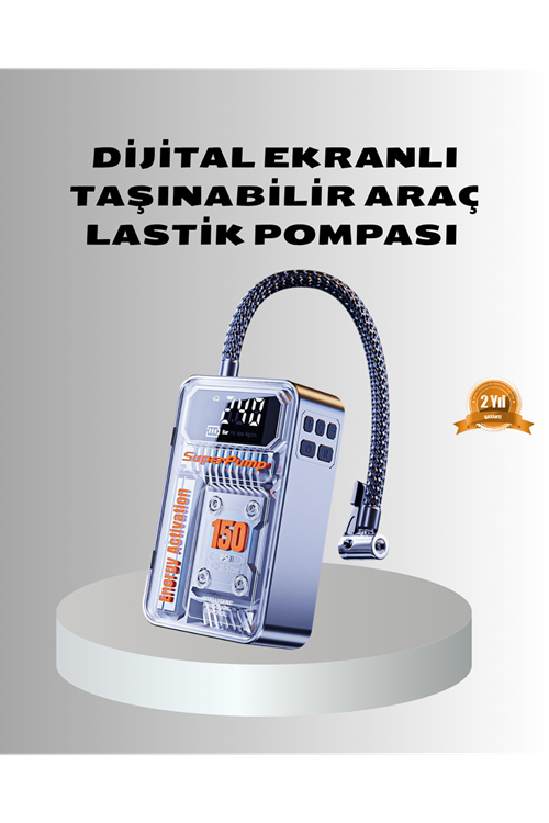 Şarjlı Kablosuz Hava Pompası – 150 PSI Basınç, LED Ekran ve 6000mAh Batarya