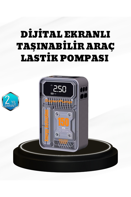 150 PSI Kablosuz Şarjlı Hava Pompası – LED Ekranlı ve Otomatik Kapanma Özellikli