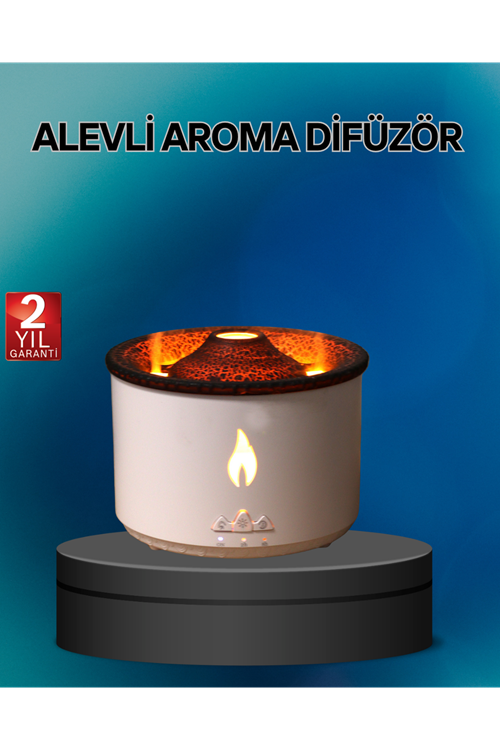 Alev Efektli Buhar Makinesi – Aromaterapi, Nemlendirme ve Işık Modlu Tasarım