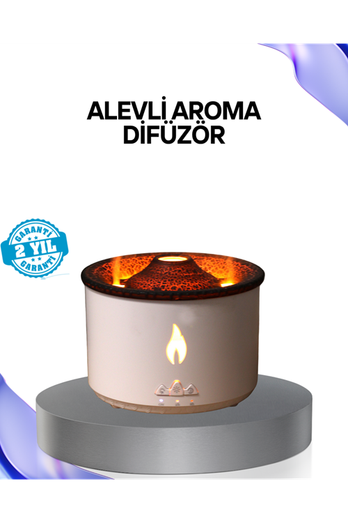 Volkan Efektli Aroma Difüzörü – Sessiz Çalışma, Otomatik Kapanma ve LED Işık