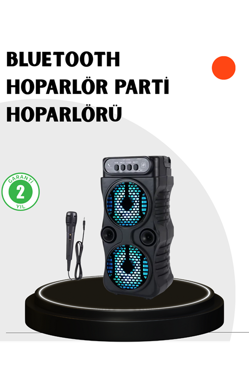 Bluetooth Bağlantılı Taşınabilir Hoparlör – LED Işıklı, FM Radyolu, Mikrofon Girişli
