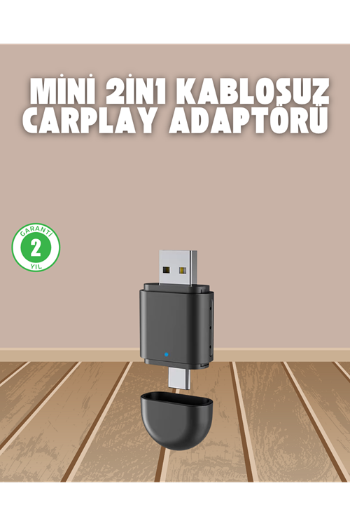 Kablosuz CarPlay Adaptörü – USB-A & Type-C Uyumlu Hızlı Bağlantı Cihazı